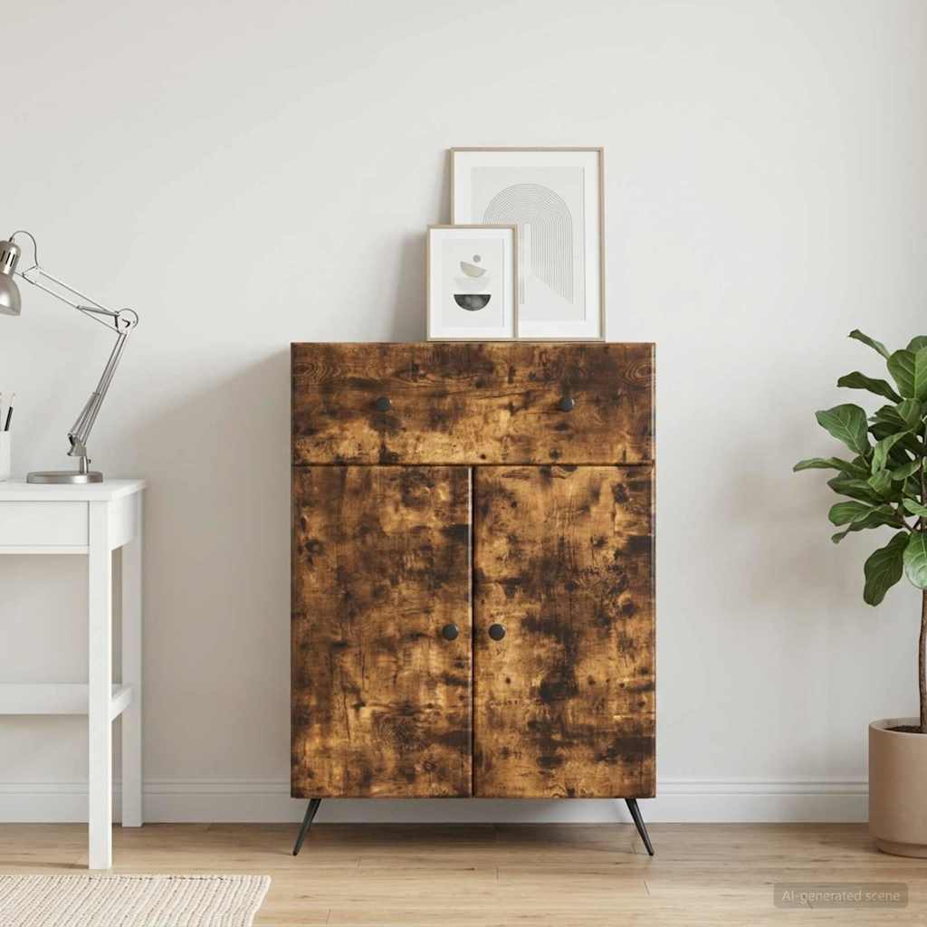 Dressoir met lade Gerookt eiken 66 x 34,5 x 90 cm Bewerkt hout