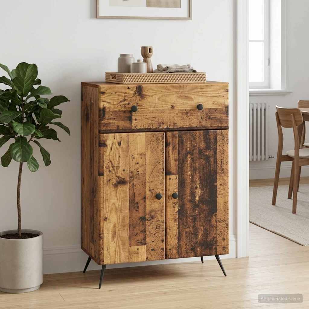 Dressoir met lade Oud hout 66 x 34,5 x 90 cm Bewerkt hout