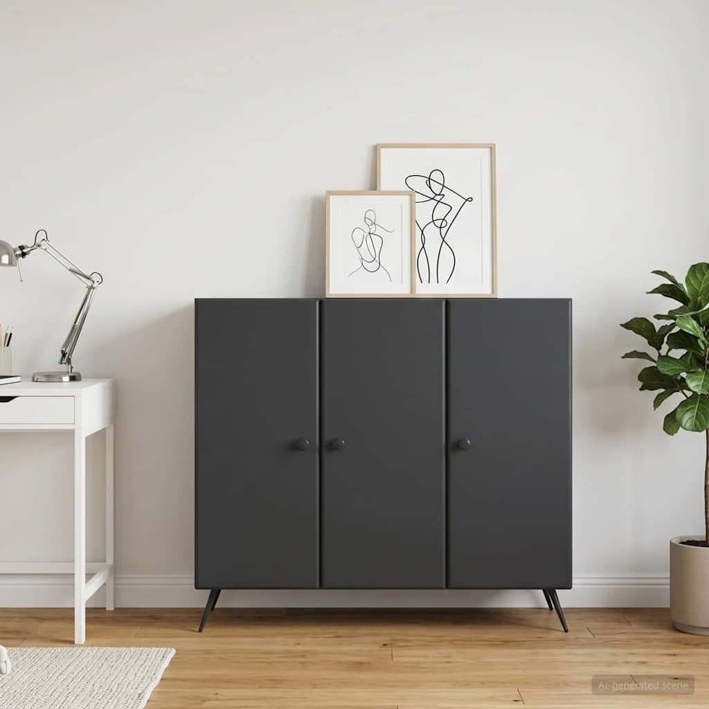 Dressoir Zwart 89 x 34,5 x 80 cm Bewerkt hout