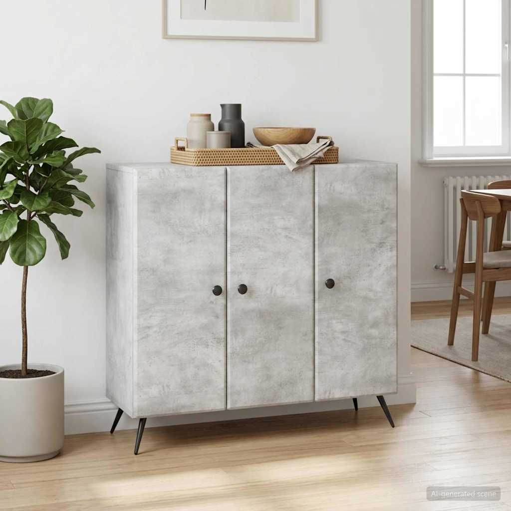 Dressoir Betongrijs 89 x 34,5 x 80 cm Bewerkt hout – afbeelding 1