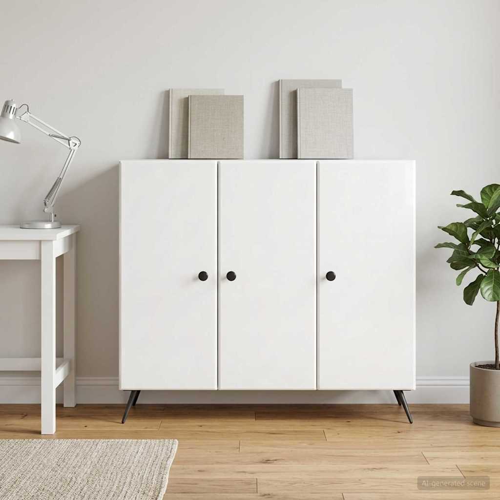 Dressoir Hoogglans Wit 89 x 34,5 x 80 cm Bewerkt hout