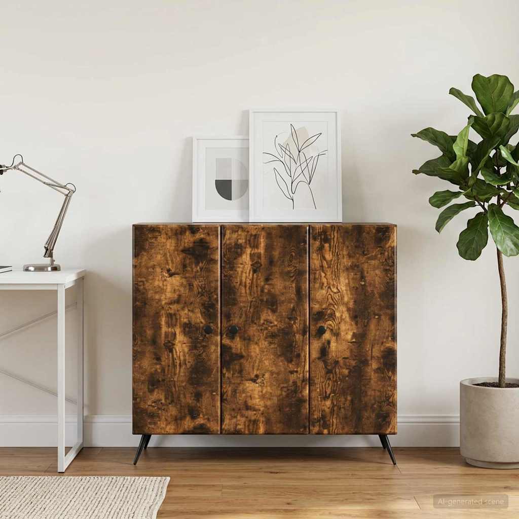 Dressoir Gerookt eiken 89 x 34,5 x 80 cm Bewerkt hout