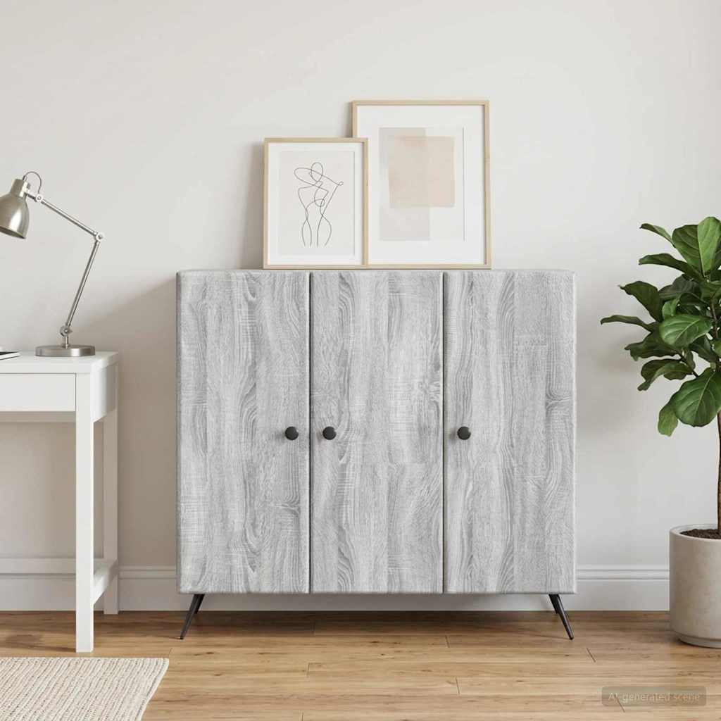 Dressoir Grijs sonoma 89 x 34,5 x 80 cm Bewerkt hout – afbeelding 1