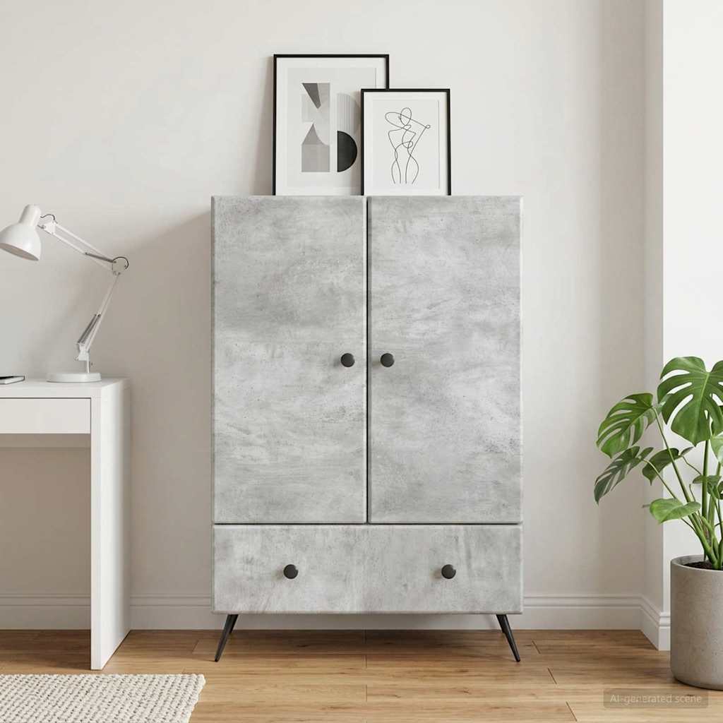 Dressoir met lade Betongrijs 66 x 34,5 x 95 cm Bewerkt hout