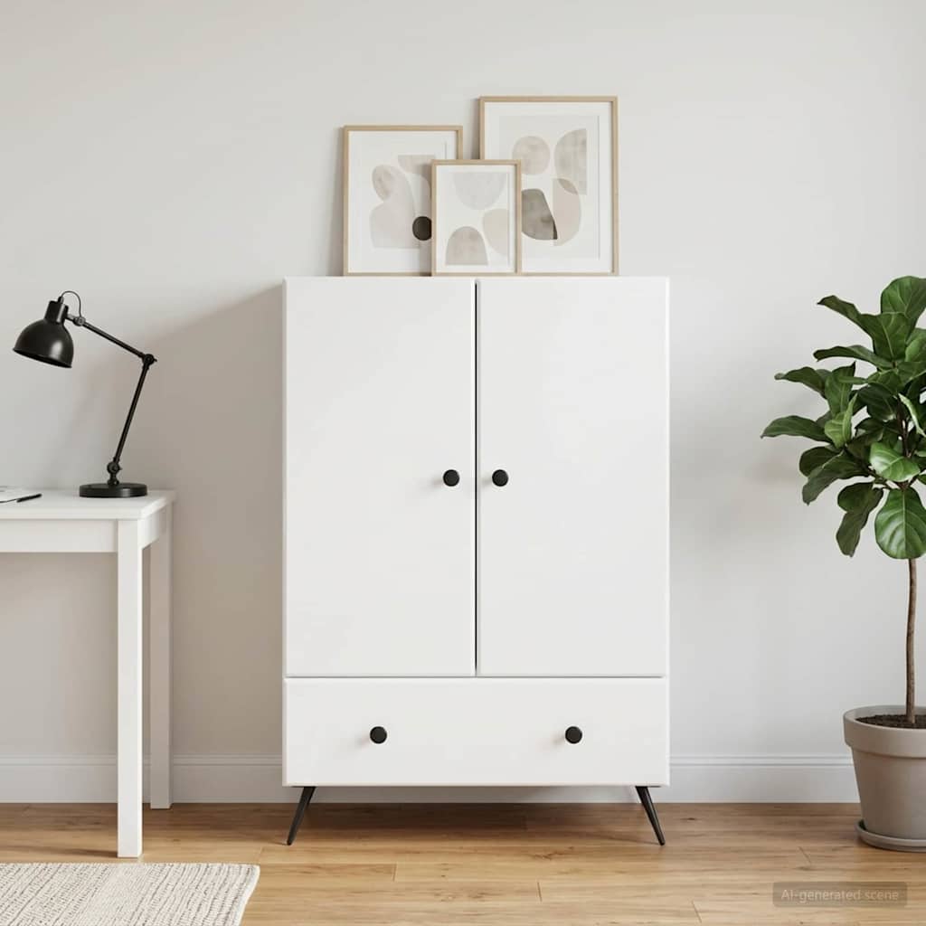 Dressoir met lade Hoogglans Wit 66 x 34,5 x 95 cm Bewerkt hout