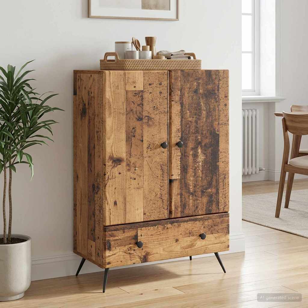 Dressoir met lade Oud hout 66 x 34,5 x 95 cm Bewerkt hout