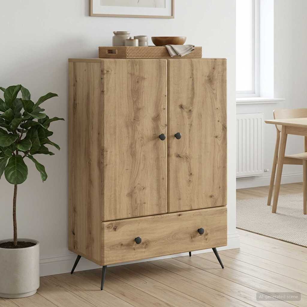 Dressoir Artisanaal eiken 66 x 34,5 x 95 cm Bewerkt hout – afbeelding 1