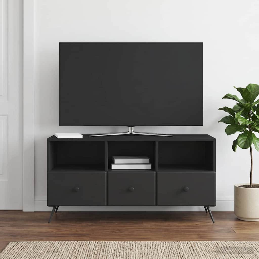 TV-kast met lade Zwart 102 x 34,5 x 50 cm Bewerkt hout