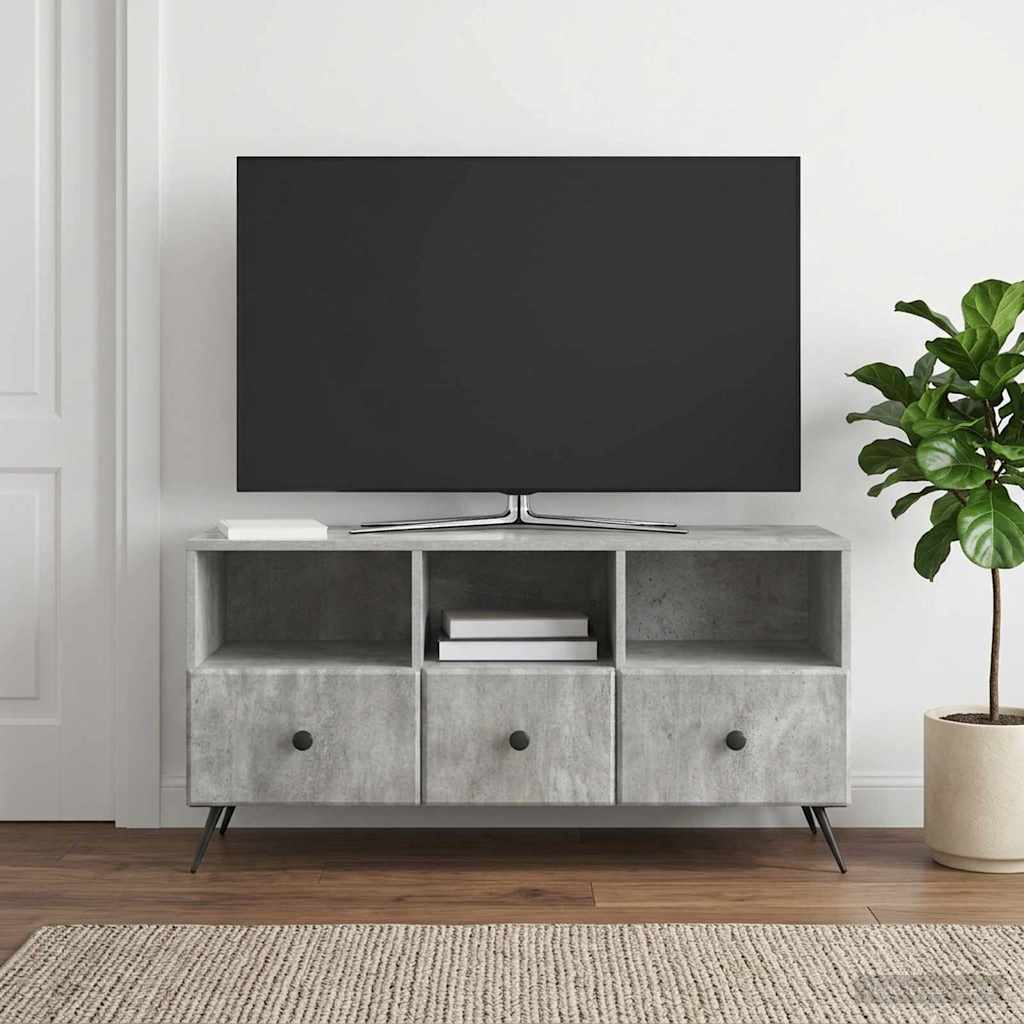 TV-kast met lade Betongrijs 102 x 34,5 x 50 cm Bewerkt hout