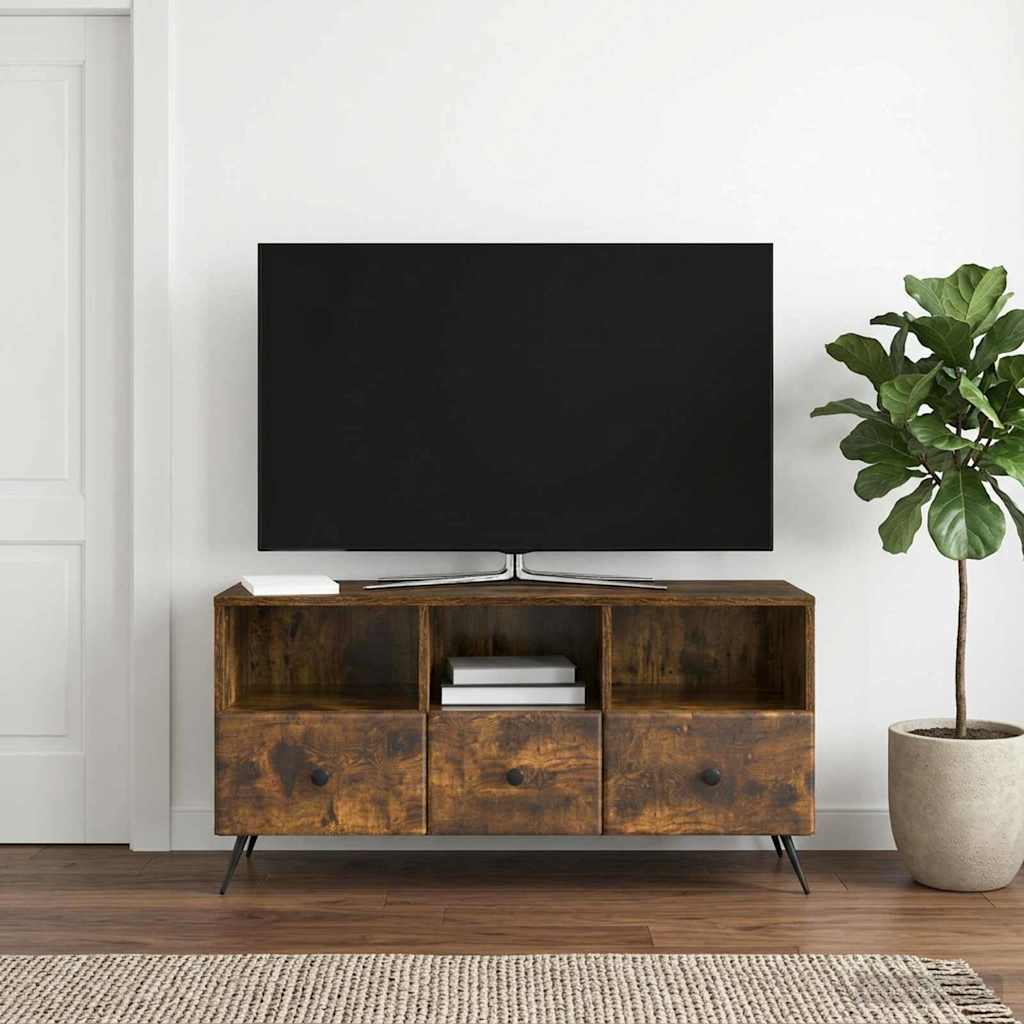 TV-kast met lade Gerookt eiken 102 x 34,5 x 50 cm Bewerkt hout