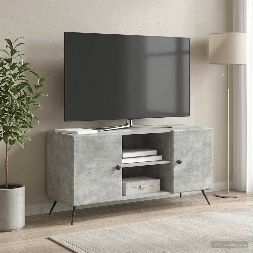 TV-kast Betongrijs 102 x 34,5 x 50 cm Bewerkt hout