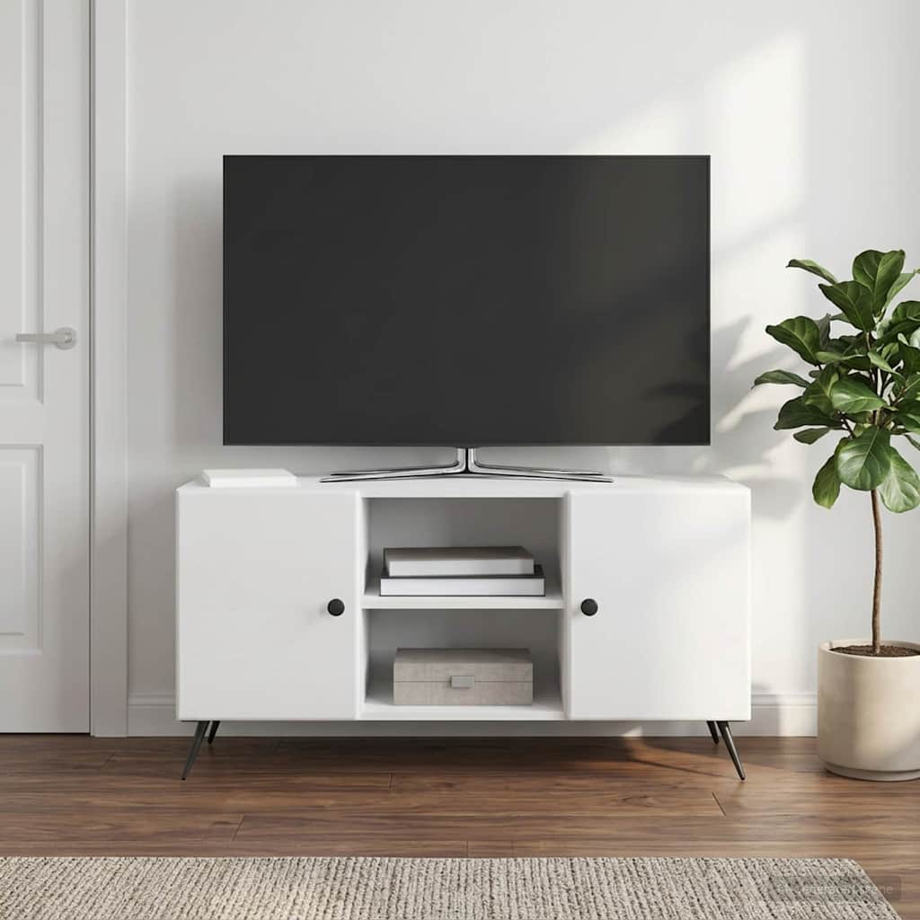 TV-kast Hoogglans Wit 102 x 34,5 x 50 cm Bewerkt hout