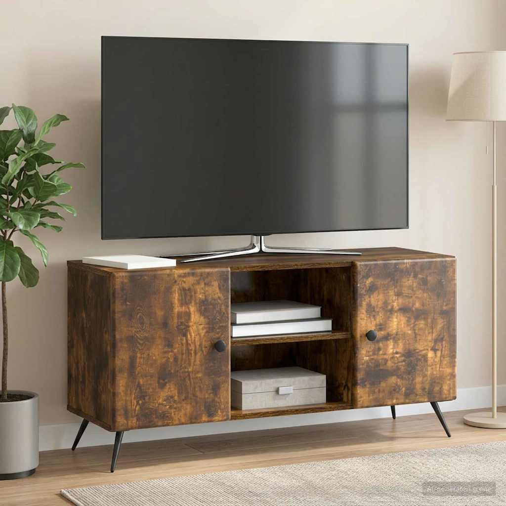 TV-kast Gerookt eiken 102 x 34,5 x 50 cm Bewerkt hout