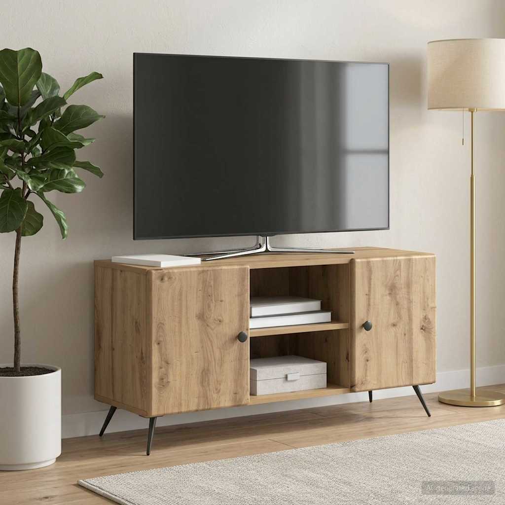 TV-kast Artisanaal eiken 102 x 34,5 x 50 cm Bewerkt hout