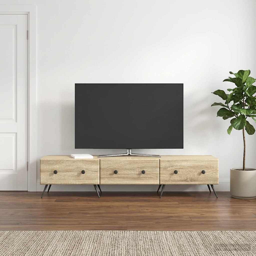 TV-kast met lade Sonoma Eiken 147 x 34,5 x 30 cm Bewerkt hout – afbeelding 1
