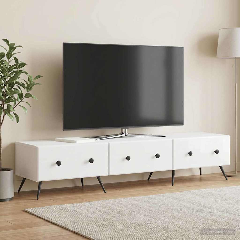 TV-kast met lade Hoogglans Wit 147 x 34,5 x 30 cm Bewerkt hout