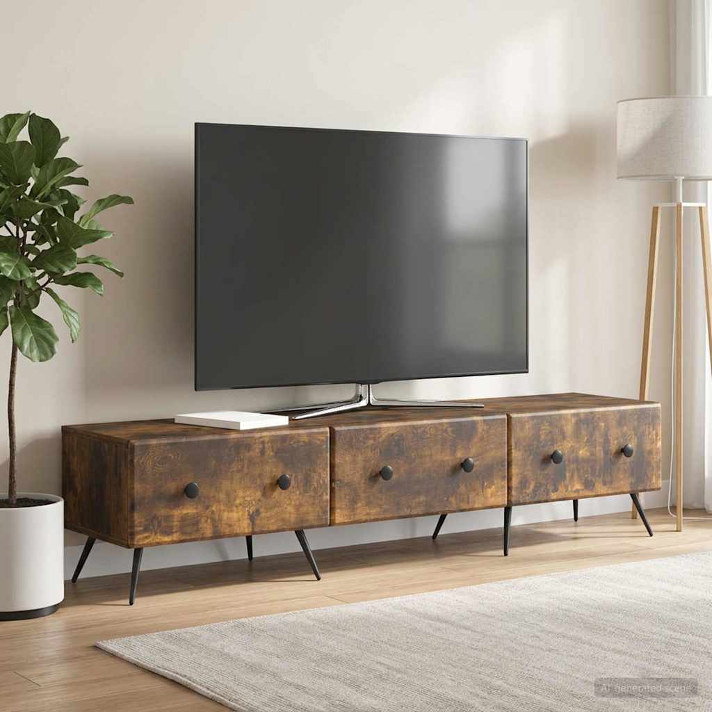 TV-kast met lade Gerookt eiken 147 x 34,5 x 30 cm Bewerkt hout