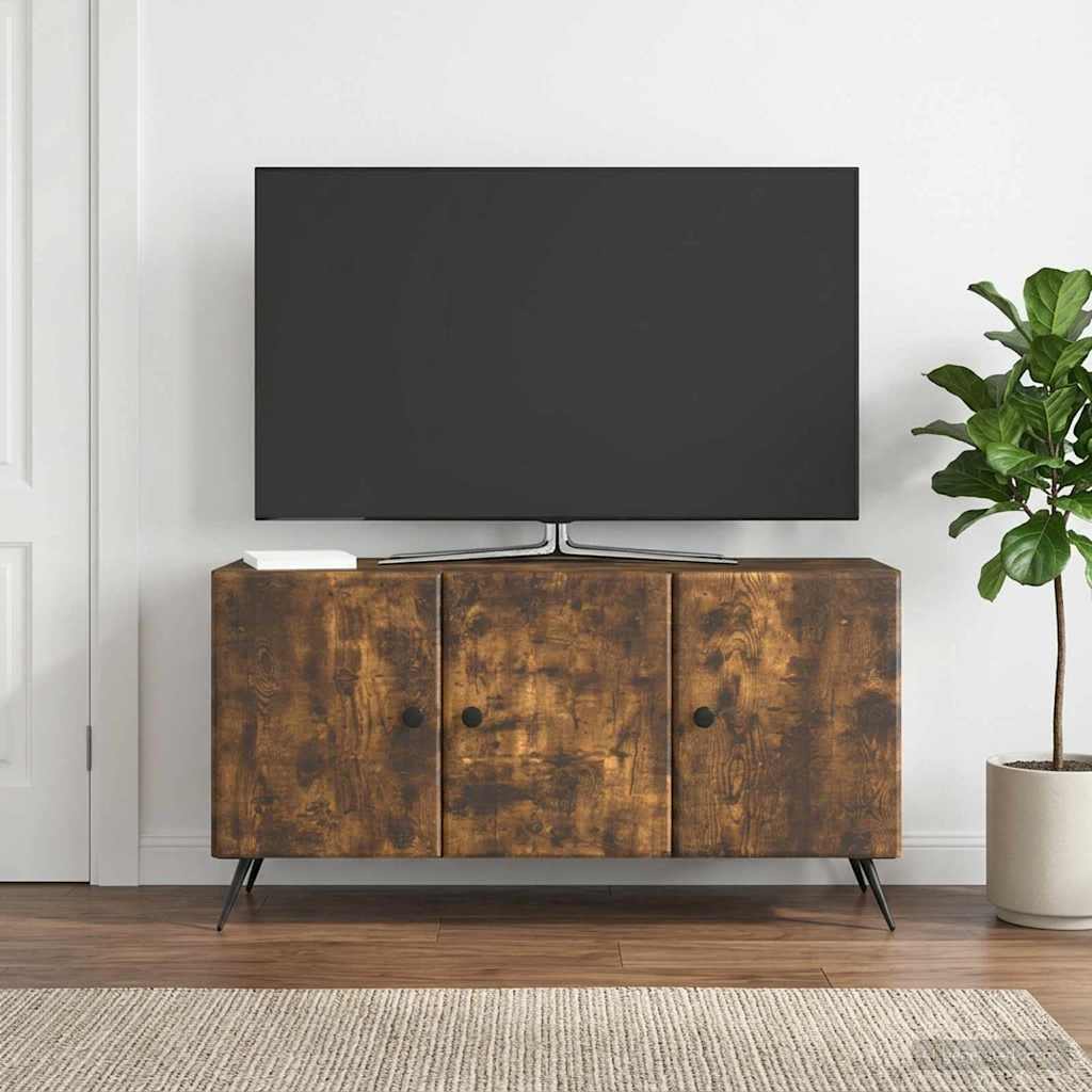 TV-kast Gerookt eiken 99 x 34,5 x 50 cm Bewerkt hout – afbeelding 1