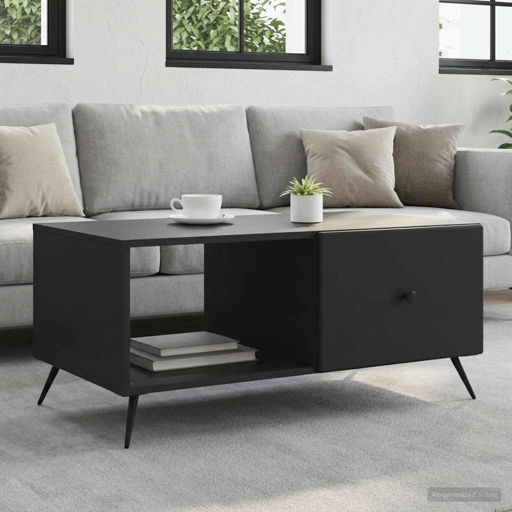 Salontafel Zwart 90 x 50 x 40 cm Bewerkt hout