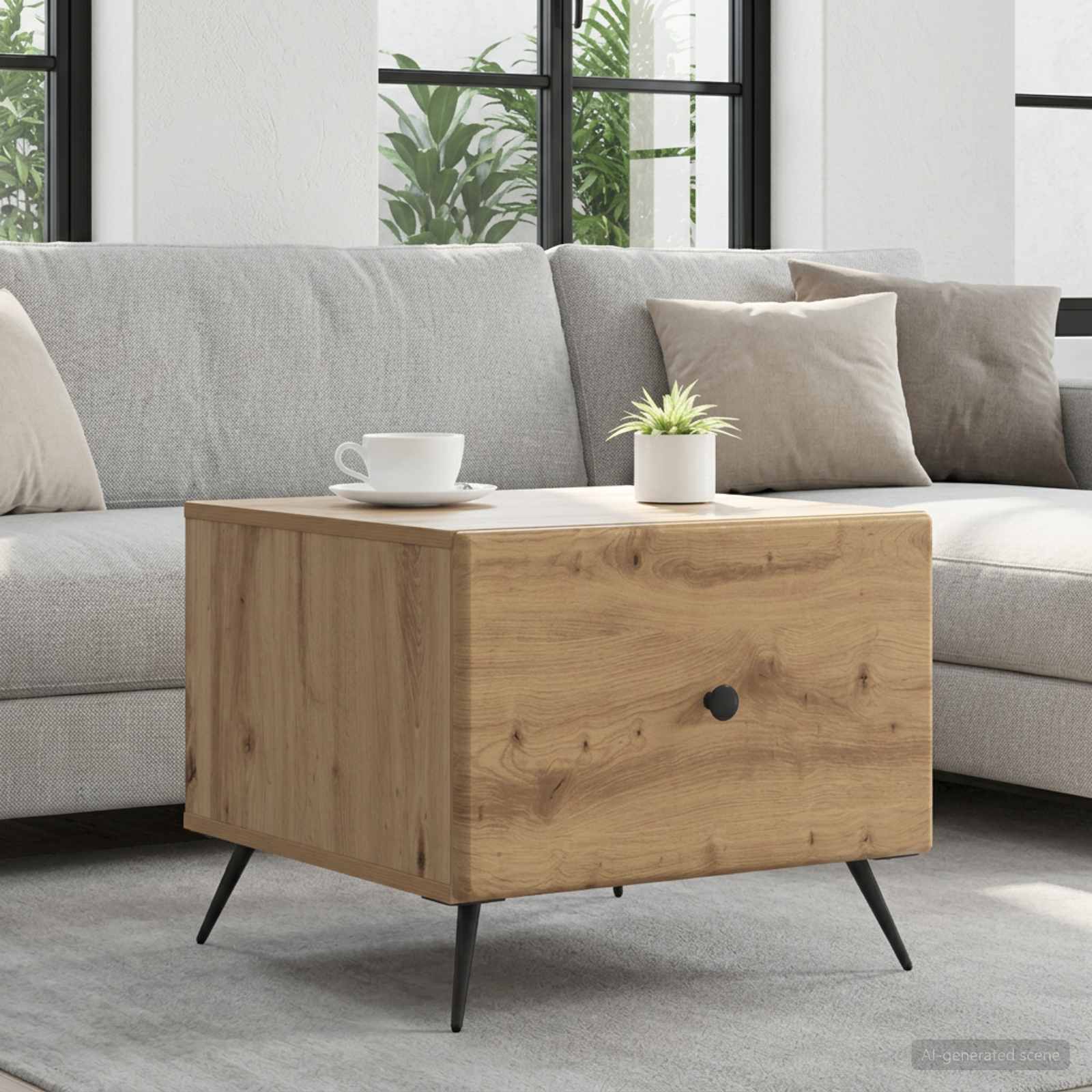 Salontafel Artisanaal eiken 49 x 50 x 40 cm Bewerkt hout