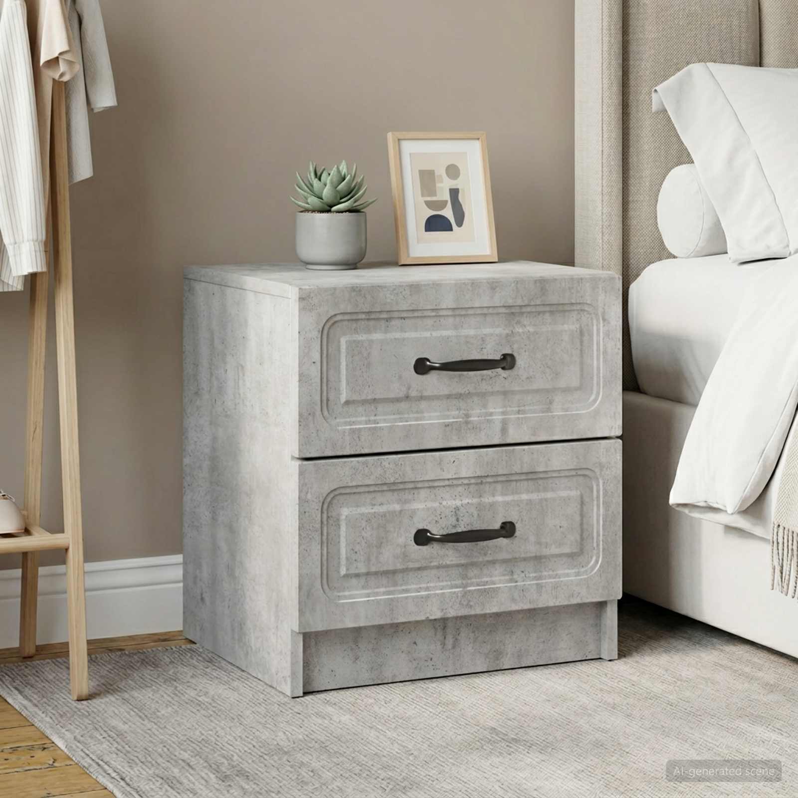 Nachtkastje 2 pcs Betongrijs 43 x 34,5 x 44,5 cm Bewerkt hout
