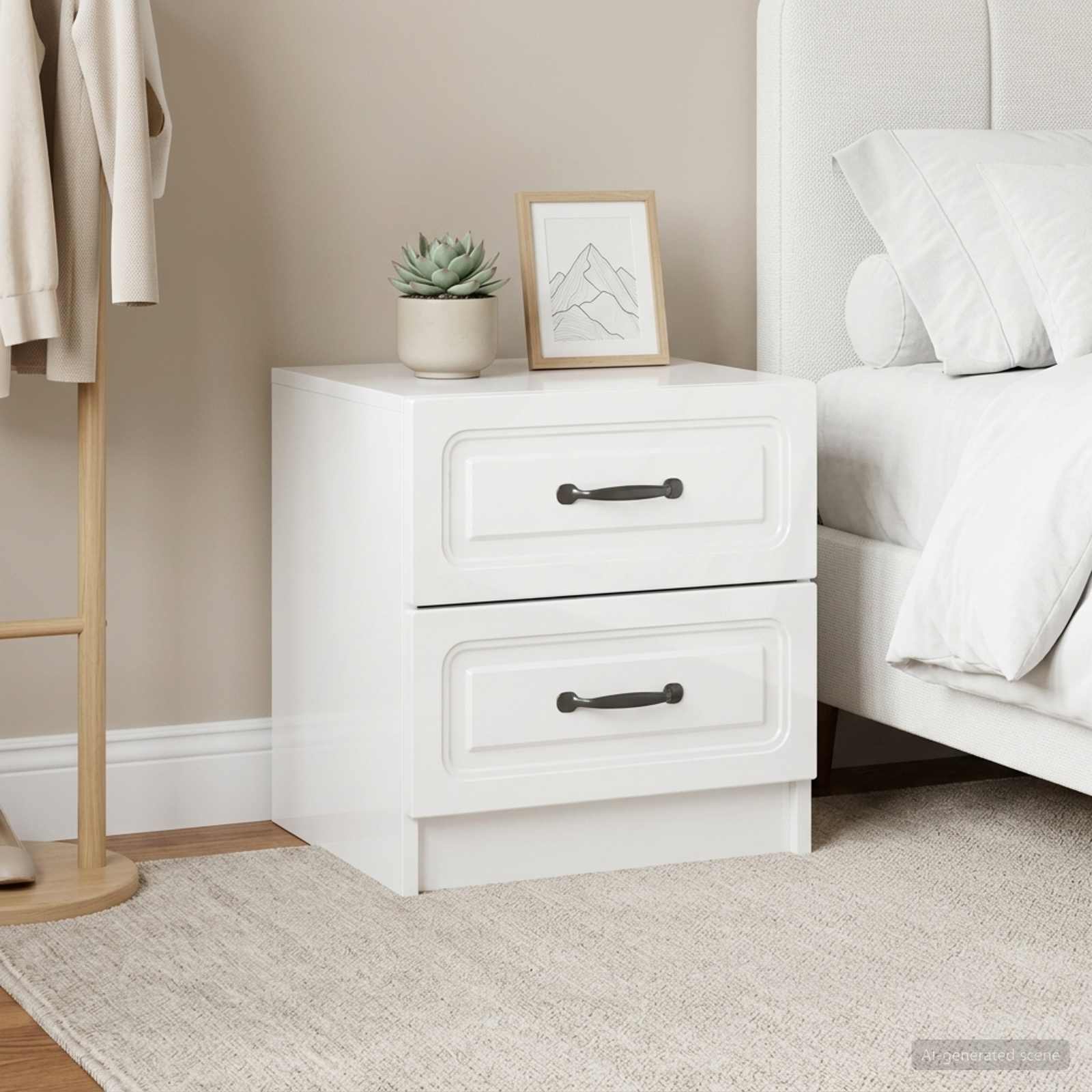 Nachtkastje met lade 2 pcs Hoogglans Wit 43 x 34,5 x 44,5 cm