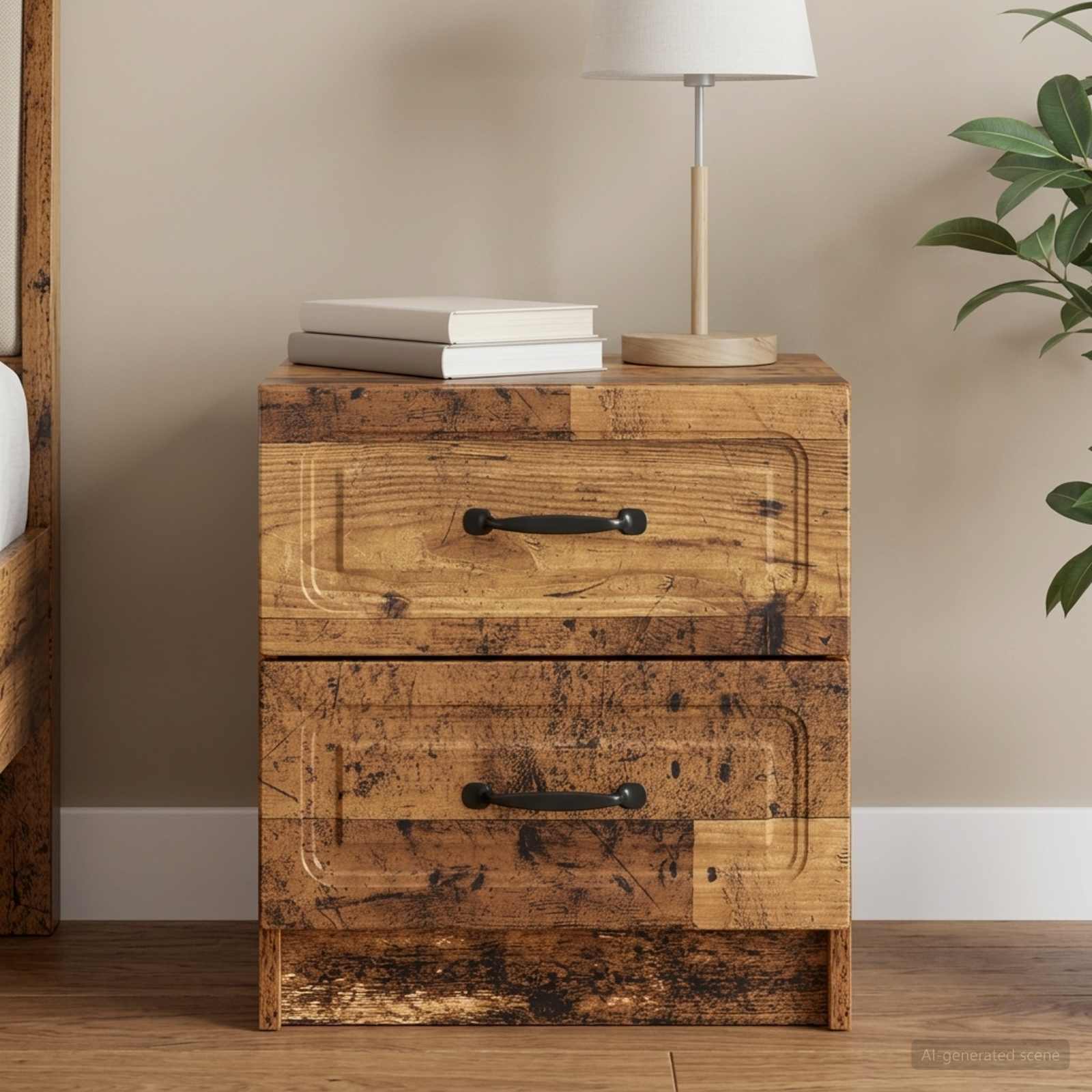 Nachtkastje met lade Oud hout 43 x 34,5 x 44,5 cm Bewerkt hout