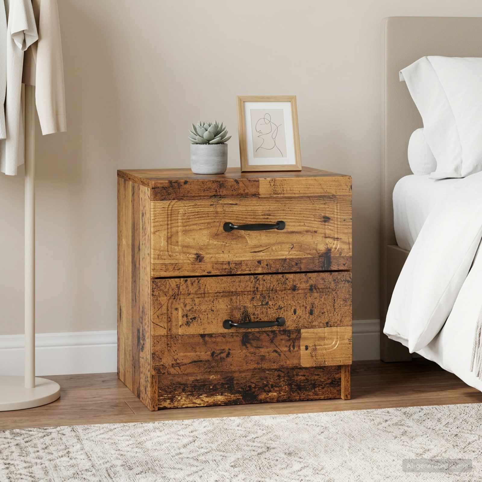 Nachtkastje 2 pcs Oud hout 43 x 34,5 x 44,5 cm Bewerkt hout