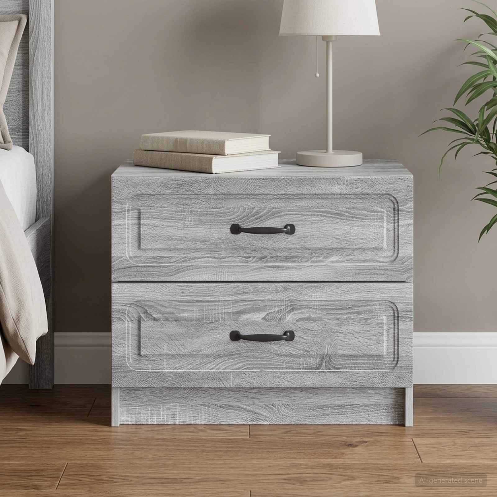 Nachtkastje Grijs sonoma 62 x 34,5 x 44,5 cm Bewerkt hout
