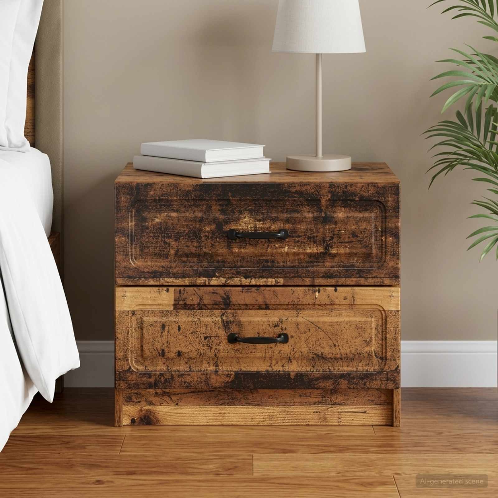 Nachtkastje met lade Oud hout 62 x 34,5 x 44,5 cm Bewerkt hout