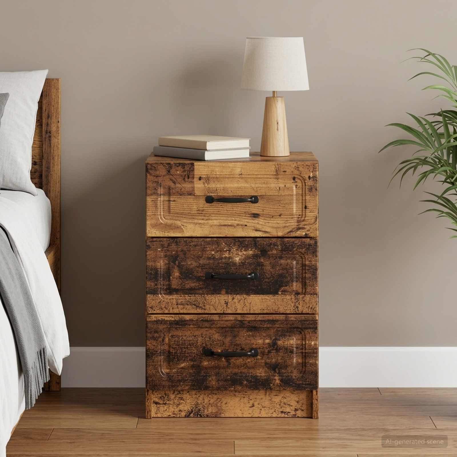 Nachtkastje met lade Oud hout 43 x 41 x 63,5 cm Bewerkt hout