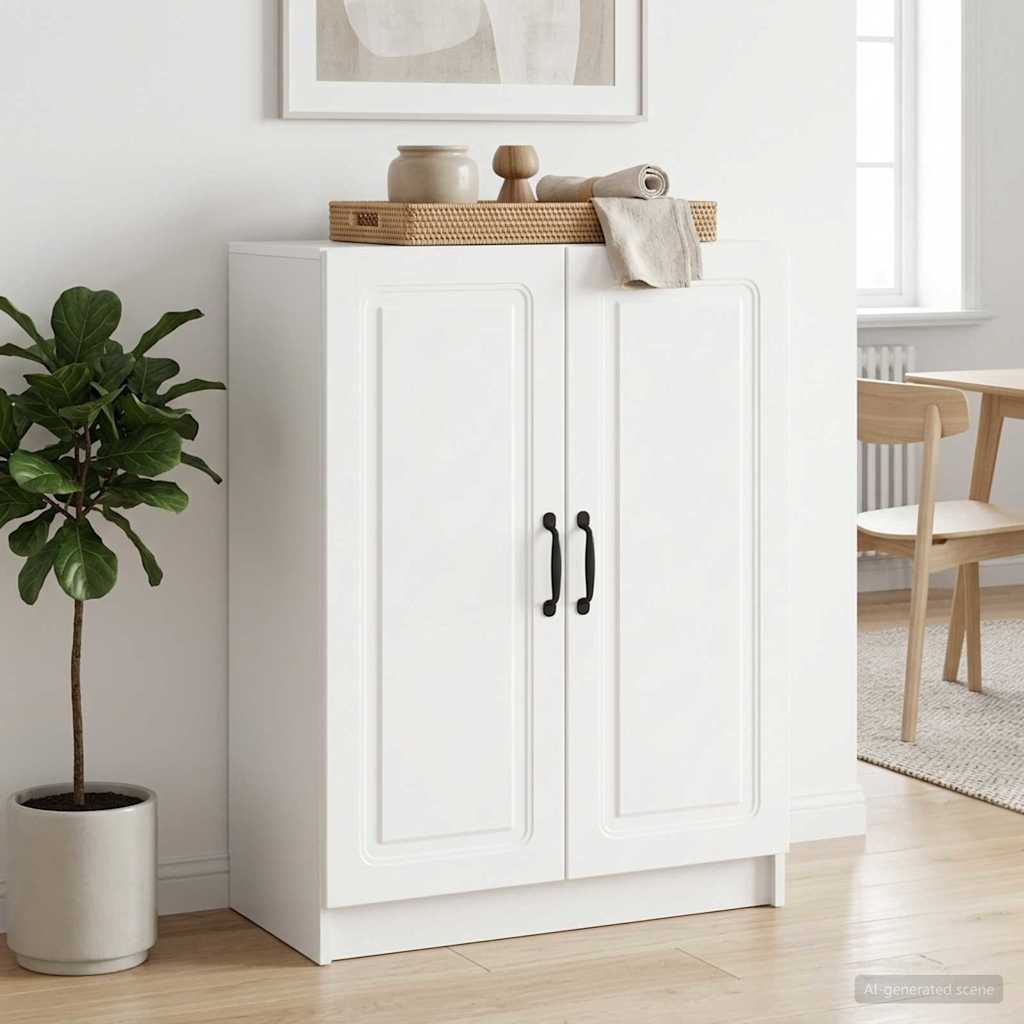 Dressoir Hoogglans Wit 66 x 34,5 x 87 cm Bewerkt hout – afbeelding 1