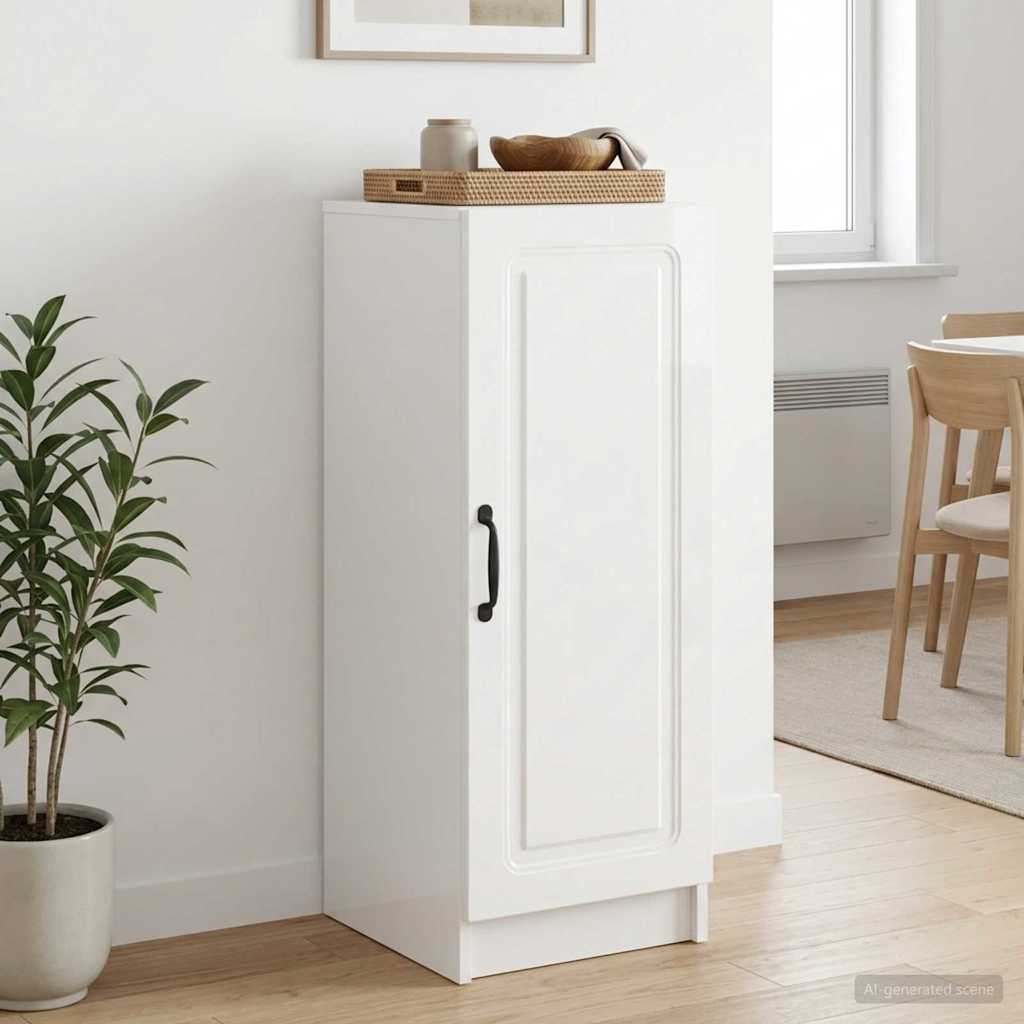 Dressoir Hoogglans Wit 33 x 34,5 x 87 cm Bewerkt hout