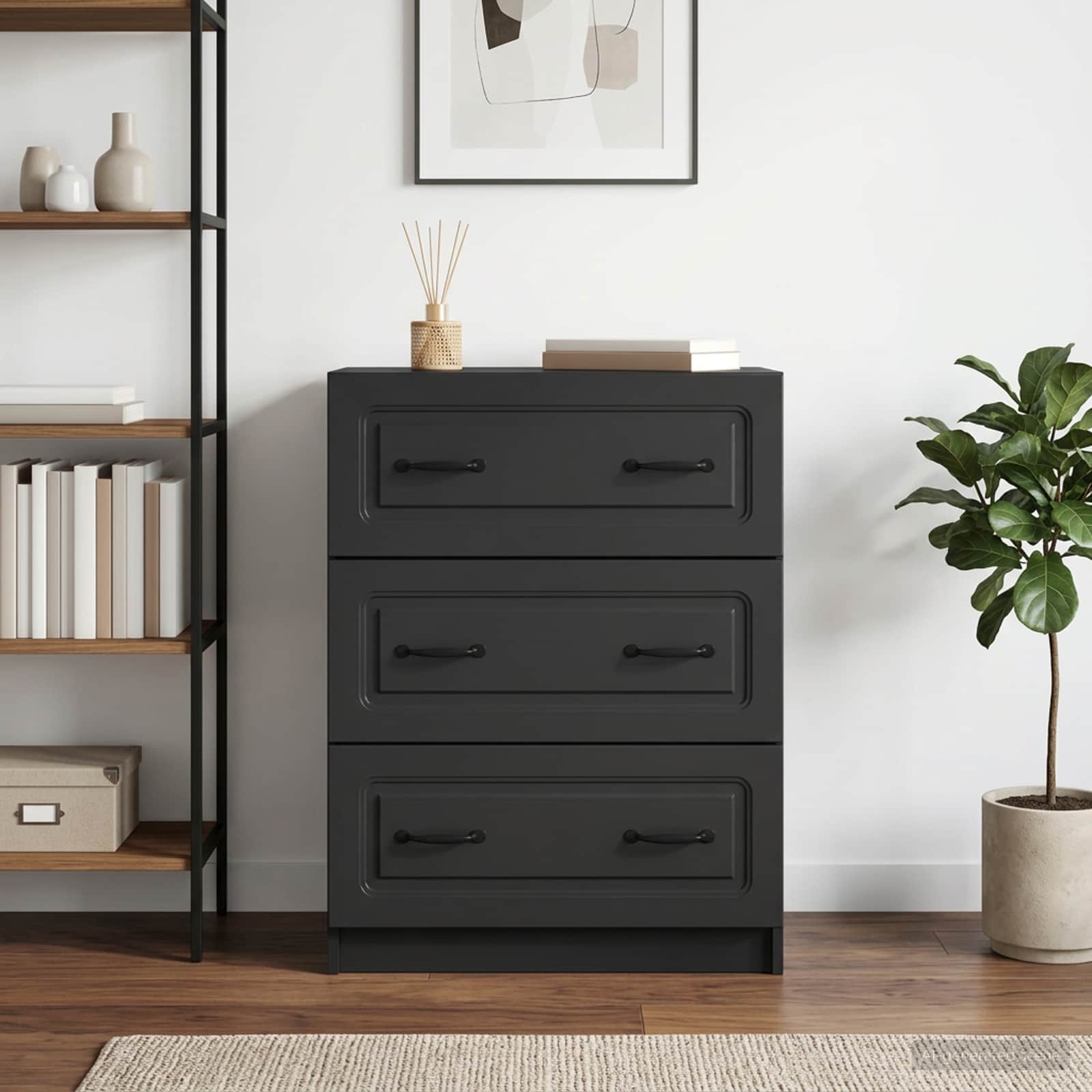 Ladenkast Zwart 66 x 34,5 x 87 cm Bewerkt hout