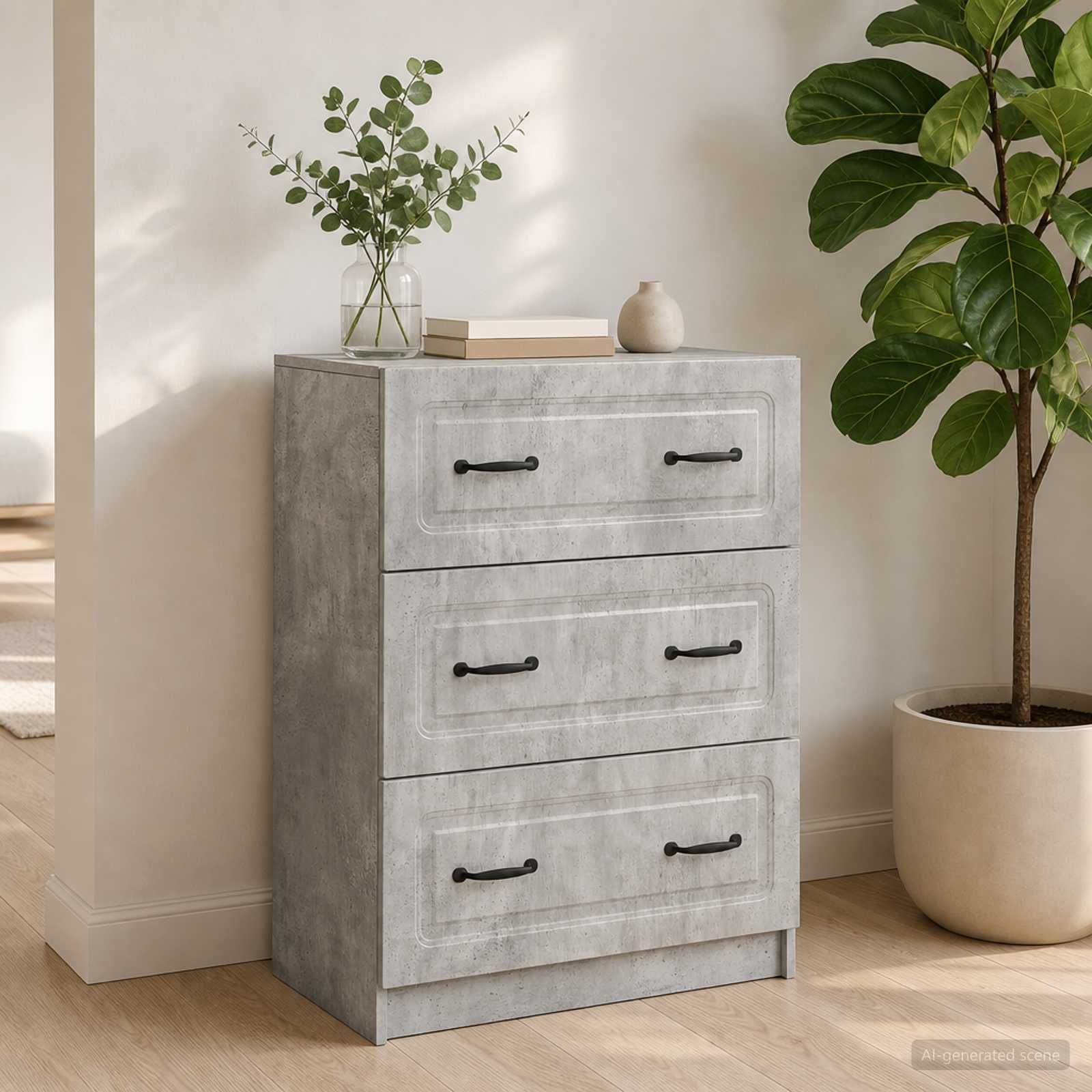 Ladenkast Betongrijs 66 x 34,5 x 87 cm Bewerkt hout