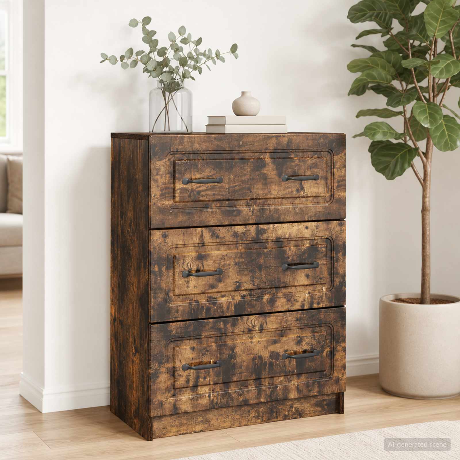 Ladenkast Gerookt eiken 66 x 34,5 x 87 cm Bewerkt hout