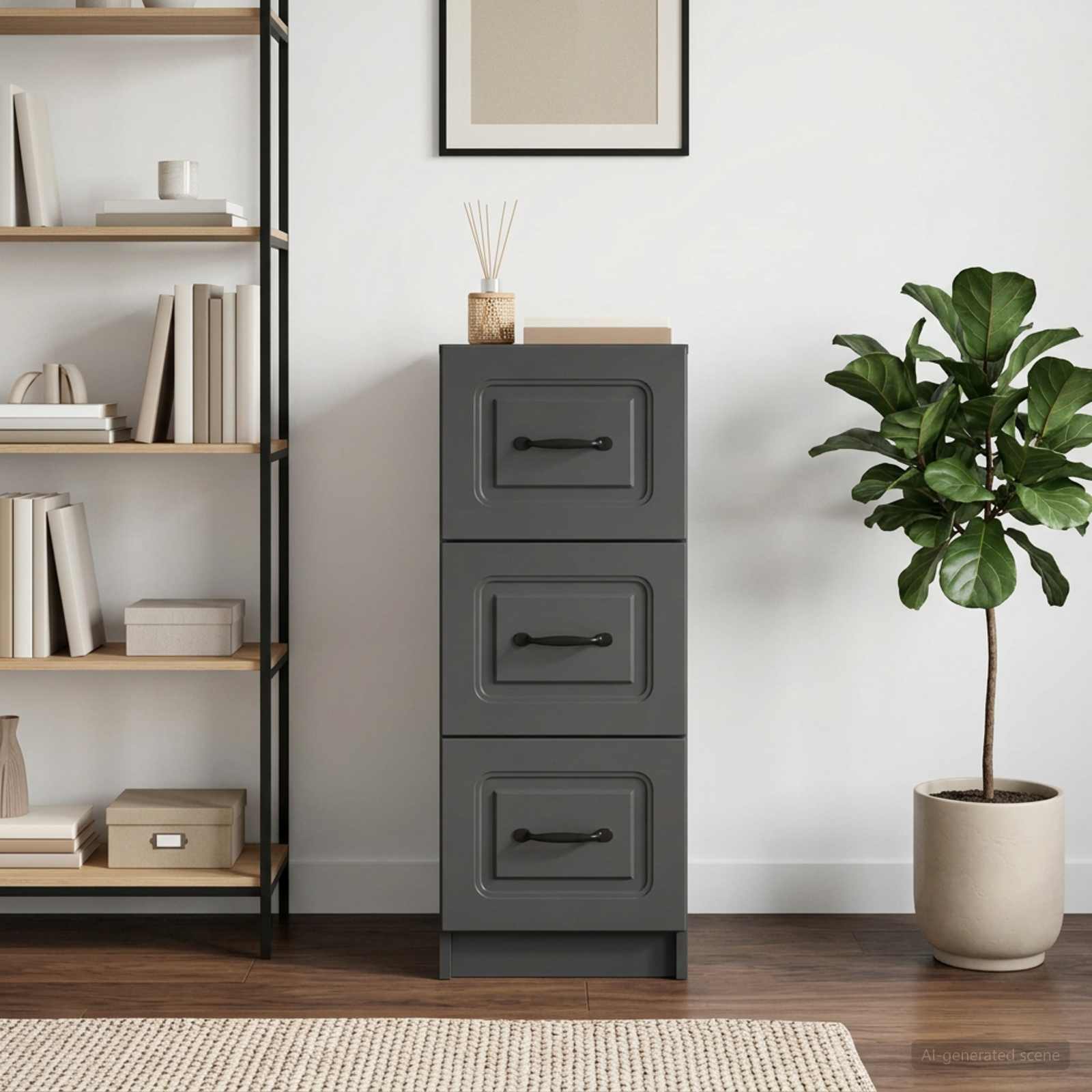 Ladenkast Zwart 33 x 34,5 x 87 cm Bewerkt hout