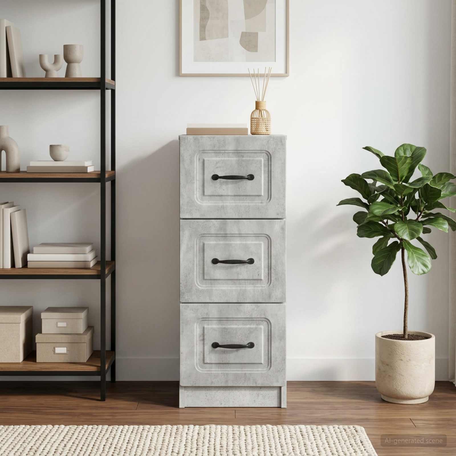 Ladenkast Betongrijs 33 x 34,5 x 87 cm Bewerkt hout
