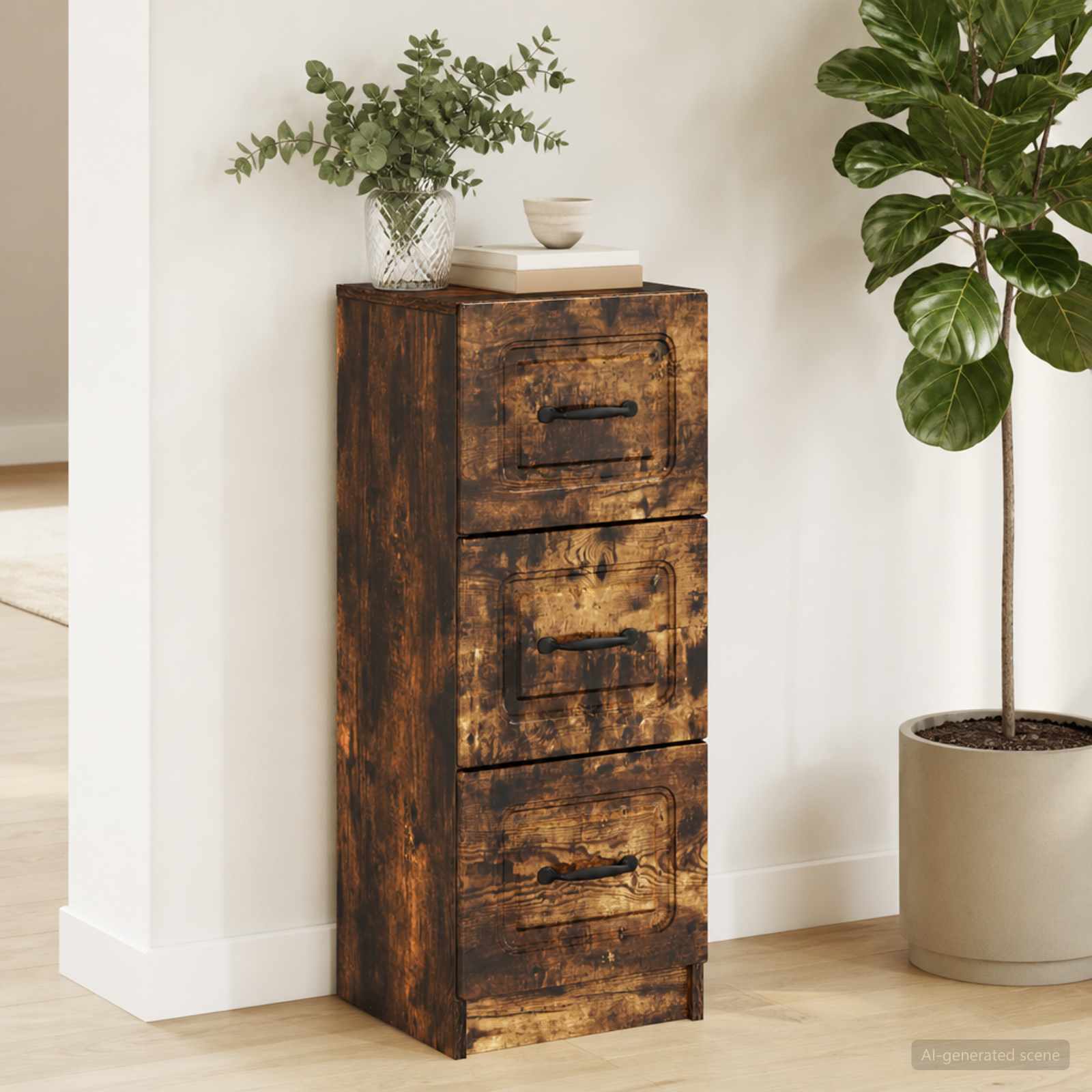 Ladenkast Gerookt eiken 33 x 34,5 x 87 cm Bewerkt hout