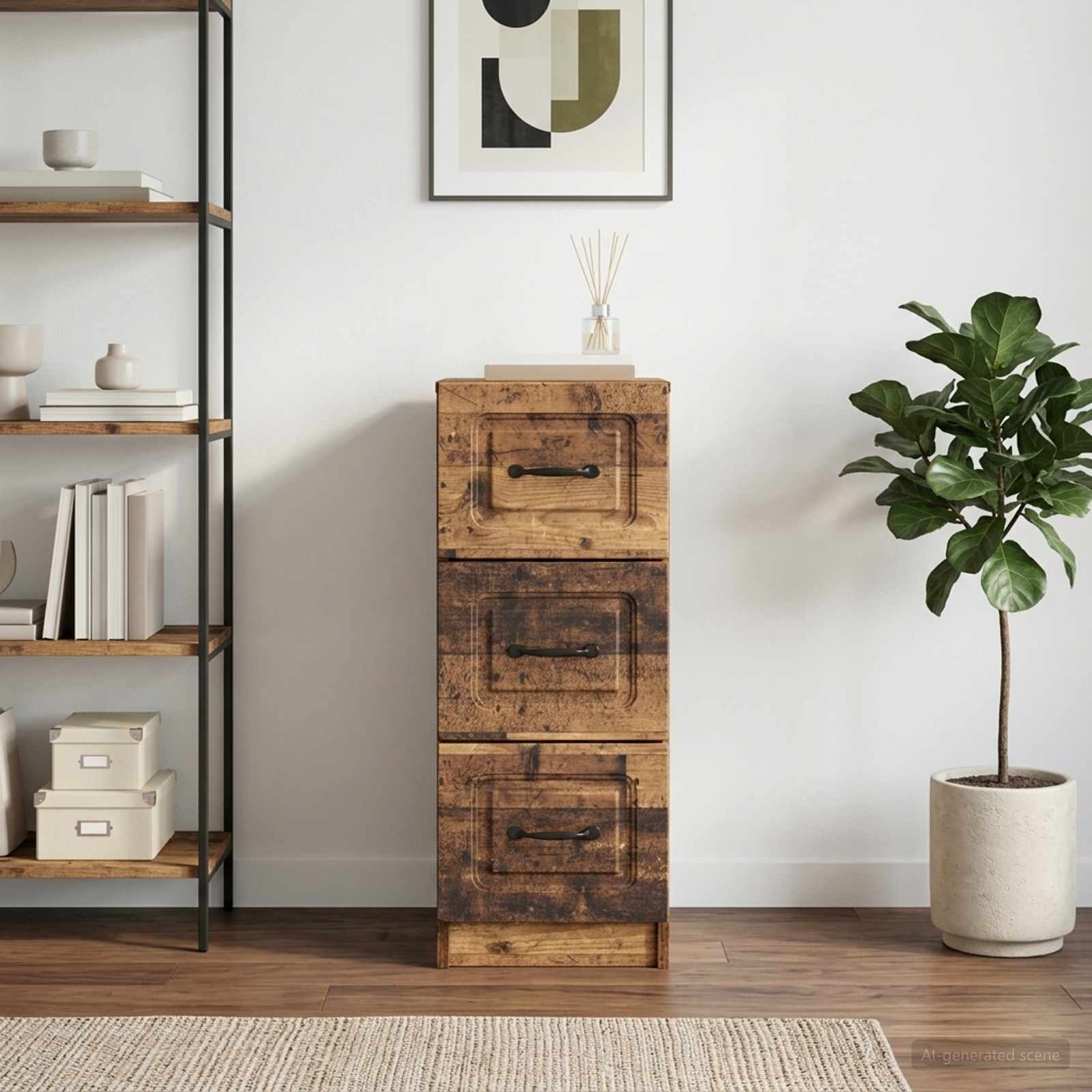 Ladenkast Oud hout 33 x 34,5 x 87 cm Bewerkt hout
