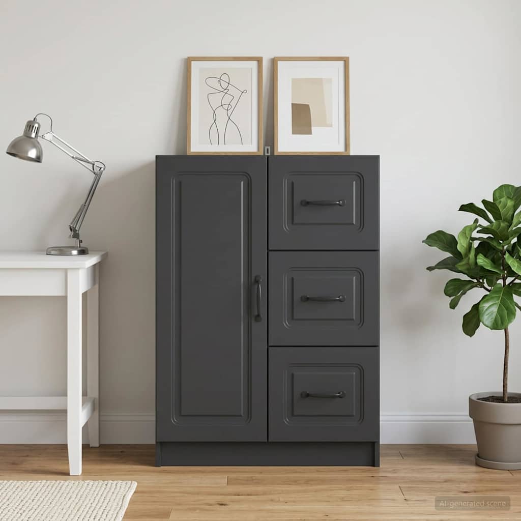 Dressoir met lade Zwart 66 x 34,5 x 87 cm Bewerkt hout – afbeelding 1