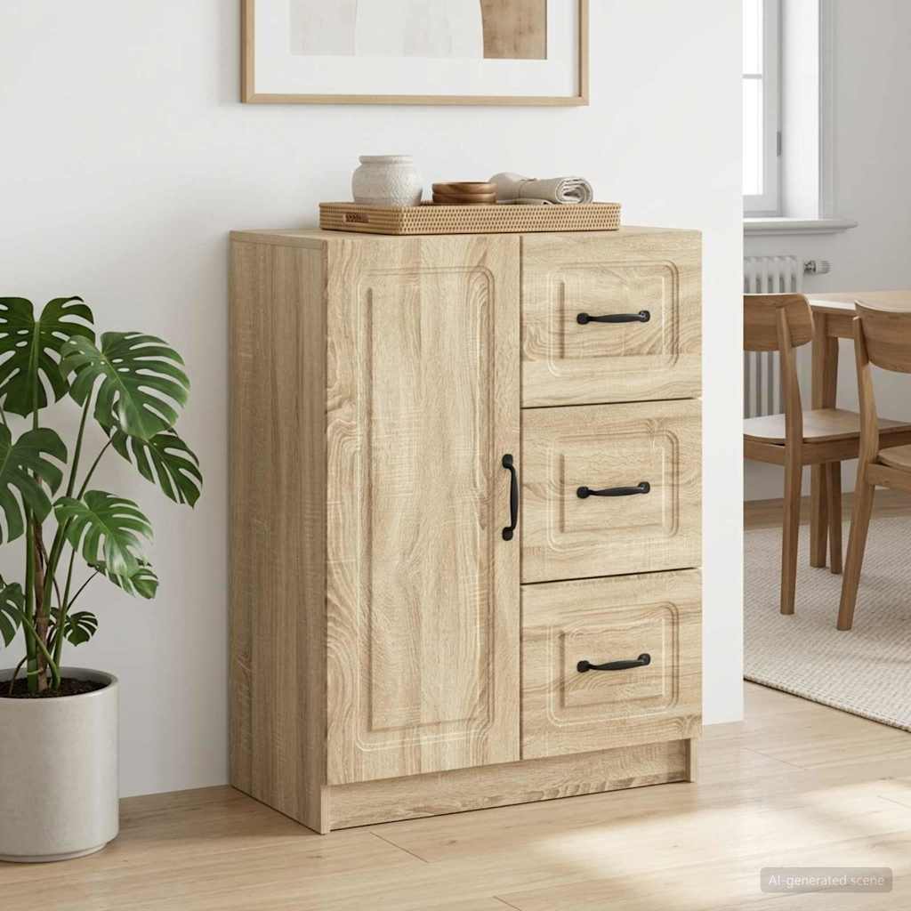 Dressoir met lade Sonoma Eiken 66 x 34,5 x 87 cm Bewerkt hout