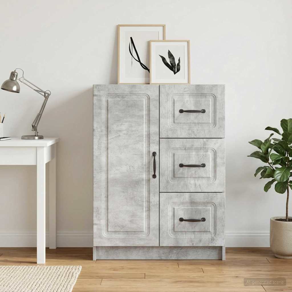Dressoir met lade Betongrijs 66 x 34,5 x 87 cm Bewerkt hout