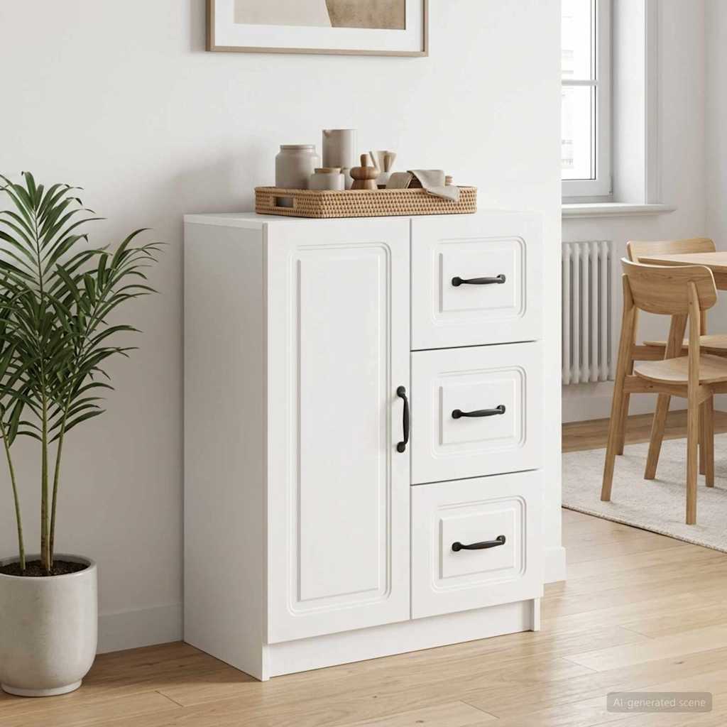 Dressoir met lade Hoogglans Wit 66 x 34,5 x 87 cm Bewerkt hout
