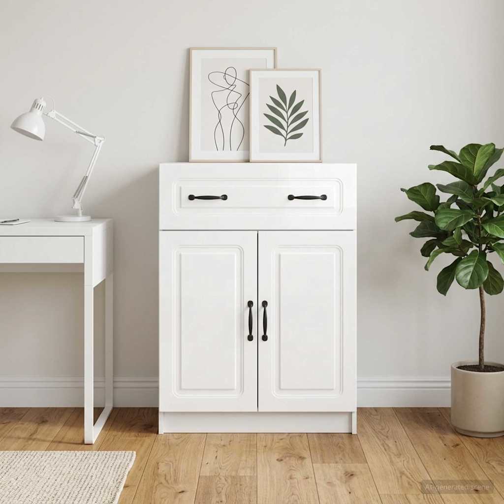 Dressoir met lade Hoogglans Wit 66 x 34,5 x 87 cm Bewerkt hout
