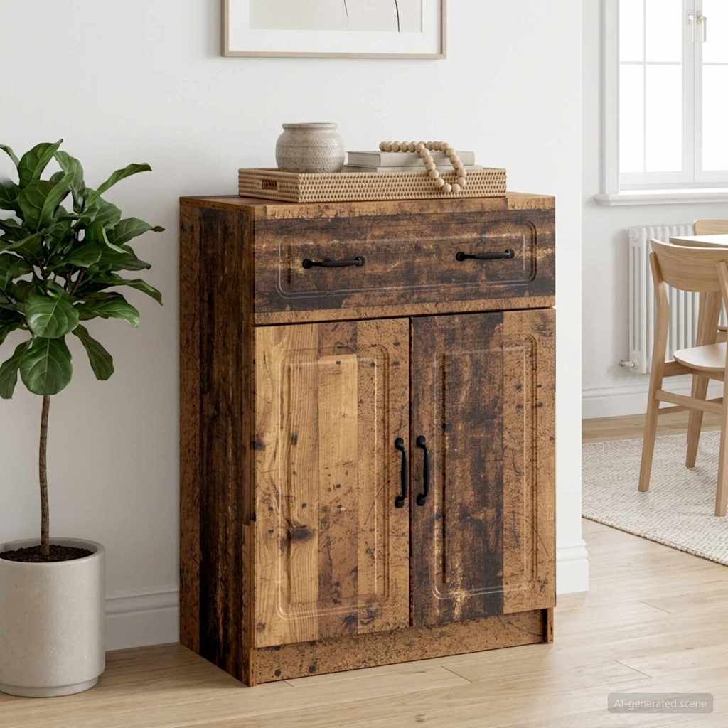 Dressoir met lade Oud hout 66 x 34,5 x 87 cm Bewerkt hout – afbeelding 1