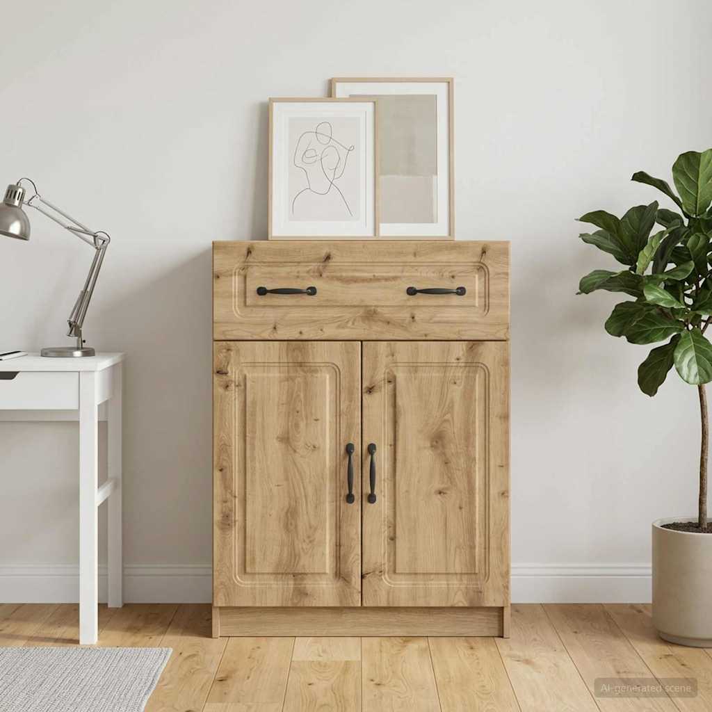 Dressoir Artisanaal eiken 66 x 34,5 x 87 cm Bewerkt hout – afbeelding 1