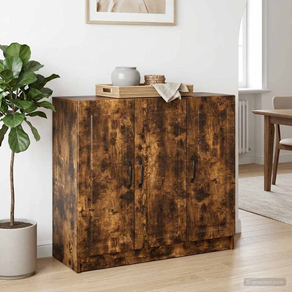 Dressoir Gerookt eiken 89 x 34,5 x 77 cm Bewerkt hout