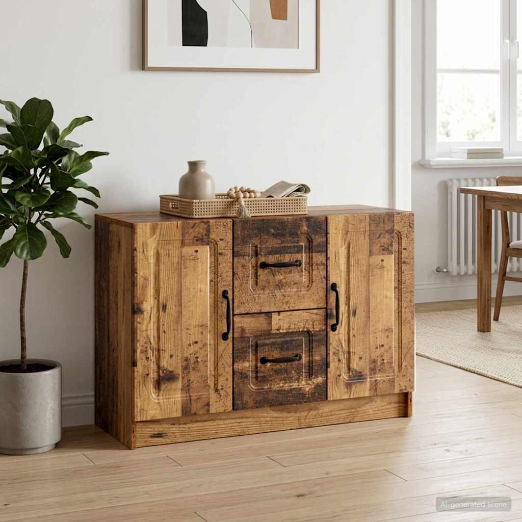 Dressoir met lade Oud hout 89 x 34,5 x 57 cm Bewerkt hout – afbeelding 1