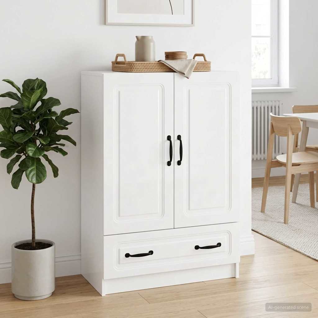 Dressoir met lade Hoogglans Wit 66 x 34,5 x 92 cm Bewerkt hout